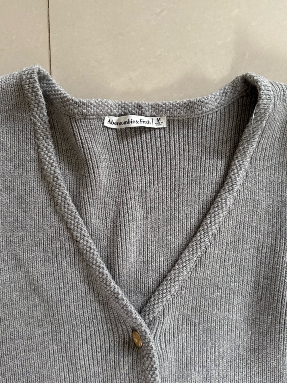 Abercrombie & Fitch Gray Knit Button Front Vest - Picture 2 of 3